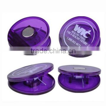 Plastic Circle magnetic clip, Plastic circle power clip, Promotional magnetic power clip, PTMC053