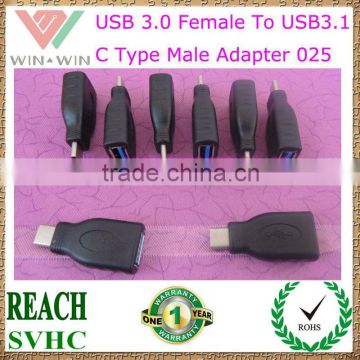 Black Female USB 3.0 To 3.1 USB-C male Adapter 025