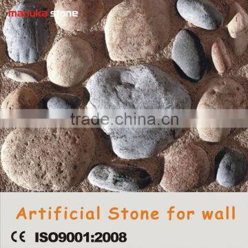 China chromatic lighte weight acid proof faux river stone for wall