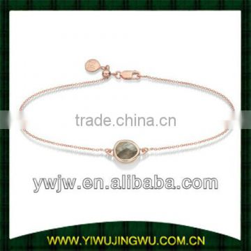 rose gold plated sterling silver fiji chain bracelet with gemstone(JW-G10519)