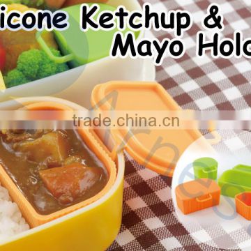kids lunch bento box tools accesories food cup set dividers silicone kitchenware kechup & mayo sauce case lid container 75800