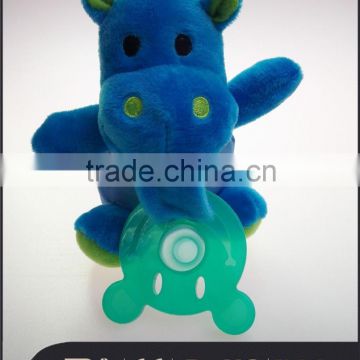 Silicone Baby Pacifier with 2016 new Design Animal Plush Toy Hippo
