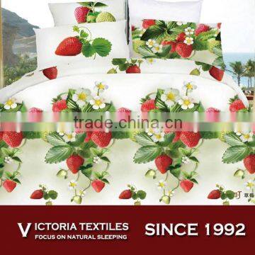 red strawberry 100% super soft microfiber reactive printed bed comforter sheets set 3D