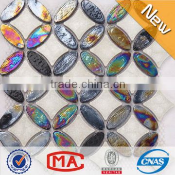 LJ JY-G-107 Hot Sale Decorative Ceramic Mosaic Mix Iridescent Glass Mosaic Tile Non Slip Bathroom Flooring
