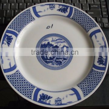 10.5 inch ceramic dinner plate porcelain flat plate with bule designs