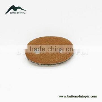 Camel Oval Shape 2 Holes Real Leather Label Button
