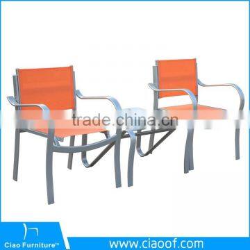 Commercial Mesh Coffee Set Aluminum Outdoor Furniture