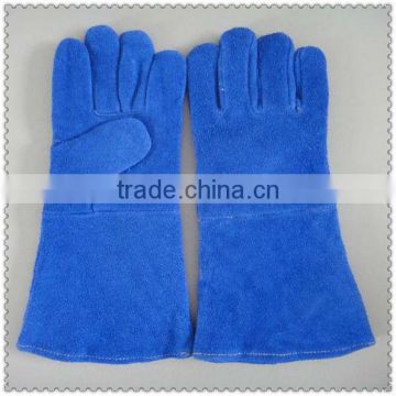 Blue wholesale welding gloves with cow leatherJRW27