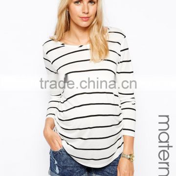 maternity pregnancy clothes with long sleeve stripe