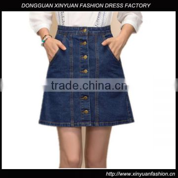 Hot Sale Ladies Fashion Autumn Clothes Short A-line Denim Skirts,Casual Wear Short Denim Wrap Skirts for Ladies