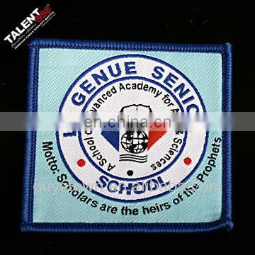 custom woven school logo badge patch for uniform garment