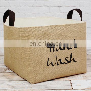 Elegant hand wash rustic burlap laundry basket