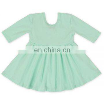 Girl Mint Green Backless Twirl Dress Toddler Cotton Dress Baby Cotton Frock Design Pictures