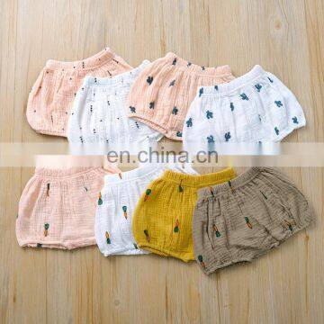 Perfect Shape Children Pants Solid Color Pattern Print Summer Baby Linen Shorts