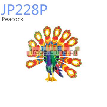 DIY 3D peacock model wooden puzzle kit