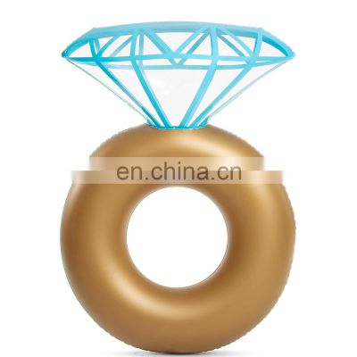 Factory Custom Inflatable Water Diamond Swimming Ring Gold Diamond Ring Floating Underarm Swimming Ring