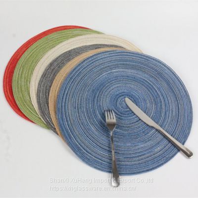 Popular Wholesale Washable Anti-skip Round Cotton Yarn Placemat