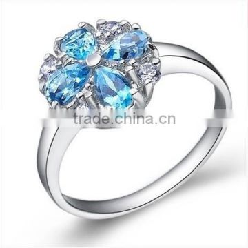 Latest Silver ring designs Blue Crystal Ring