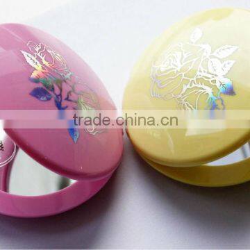 2014 newly shining cheap plastic mirrorr with one side golden flower pattern,ME104B