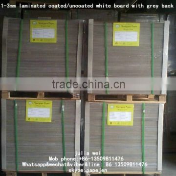 duplex boards/high quality one side grey one side white cardboard 550 gsm Brown back duplex board/white back copy paper gray