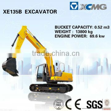 XCMG excavator XE135B(Bucket Capacity: 0.52m3, Operating Weight: 13800kg) of hydraulic excavator