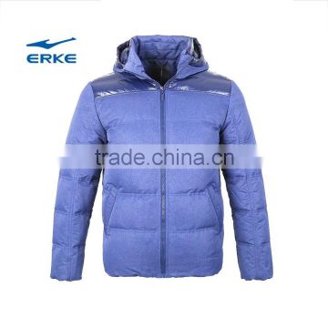 ERKE mens winter padded jacket warm windproof with hood outwear windbreaker zip up black jacket
