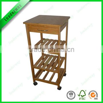 2015 hot sell cheap bamboo furniture kitchen rack with wheels