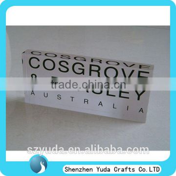 wholesale tabletop logo block cheap custom acrylic block with printing letters for shop label stand
