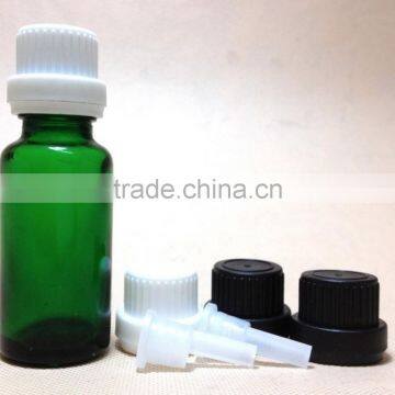 The new low flow tamper evident closure Green color dorpper glass bottle