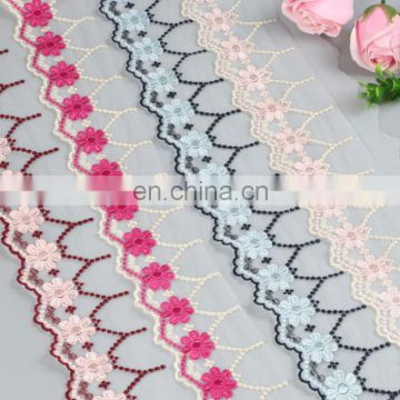 2018 new design colorful embroidery mesh lace tirmming