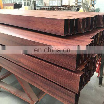 6063 T5  Standard Size CABERNET Wooden Grain Coating Aluminium Rectangular Tube Pipes