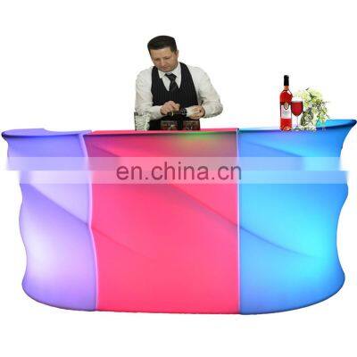 commercial luxury cafe light up bar reception table counter mobile rechargeable plastic led glowing cocktail table