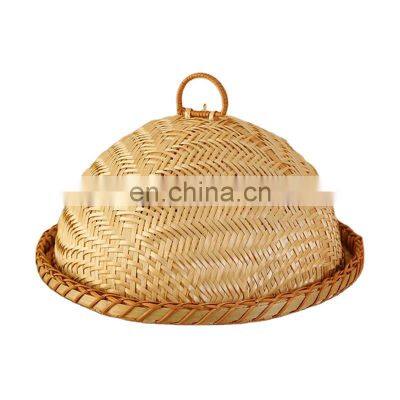 Hot Sale Bamboo Natural Color Lid Tray Natural Wicker Food Storage Tray With Cover Vietnam Supplier