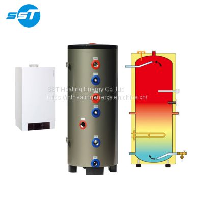 100l Single Or Double Coils Stainless Steel Insulated 304/316 Vented Hot Water Tank Water Heater Boiler For House And Villas