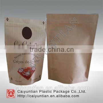 Kraft paper stand up with printing and zipper paper bag