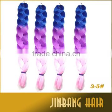 3tone Ombre Braiding Hair 64 PurplePinkBlue Jumbo Braids Hair Synthetic Box Braids Hair