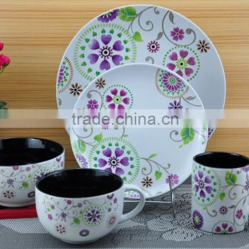 stoneware dinner set with flower decal