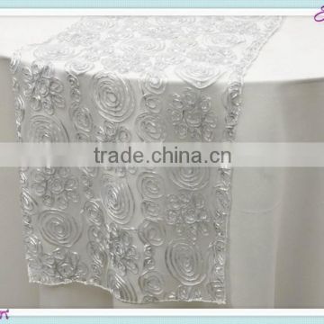 YHR#18 ribbon tulle polyester banquet wedding wholesale table runner cloth overlay linen