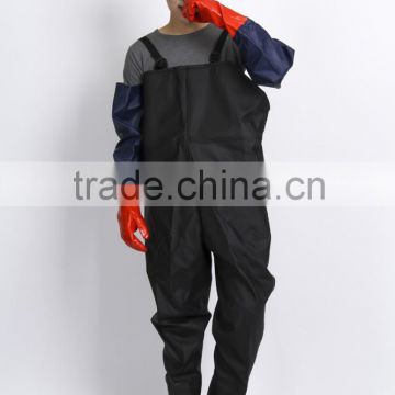 Manufacturer of high quality waterproof hooded long raincoat fishing wader pants with shoes