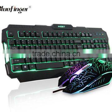 Custom USB wired green backlit game keyboard and mouse