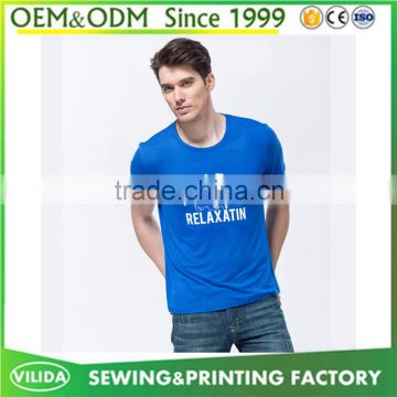 New design men's 100% polyester breathable dry fit short sleeve elastic printed tee shirt