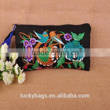 Luckybag floral pattern wallet/clutch bag with tassel cheap embroidery wallet