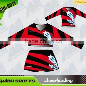 sublimation cheerleading uniform with rhinestones