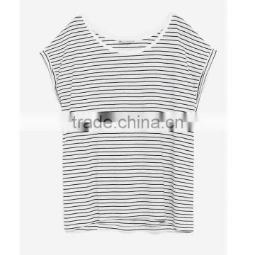 Custom Bulk Blank T-shirts Short Sleeve T-shirts 100% Cotton Striped Designs Wholesale Bamboo T-shirts