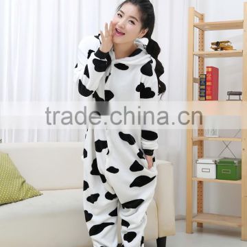 flannel cartoon adult animal jumpsuit animal pajamas jumpsuit cow design