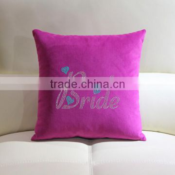 Bling bride rhinestone design iron-on throw pillow