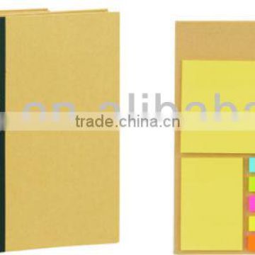 Hard kraft cover recycled notebook with sticky notes&flags 70grams 70sheets 19*12cm with pinchcock