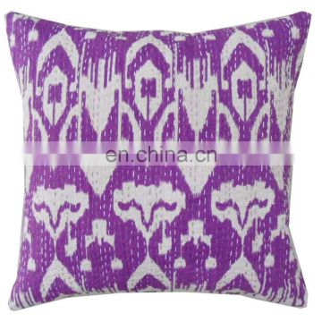 Indian Cotton Ikat Kantha Cushion Cover Kantha Throw Pillow Cover