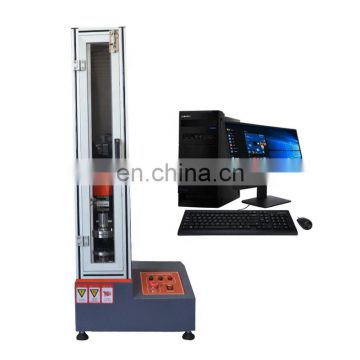 Single Column Tensile Testing Machine Equipment for PA12 material with pneumatic grip with serrated jaw faces