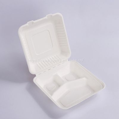 Biodegradable Meal Box 100% sugarcane fibre 9″ Bagasse 3 Compartment new biodegradables platos bagasse disposable plate